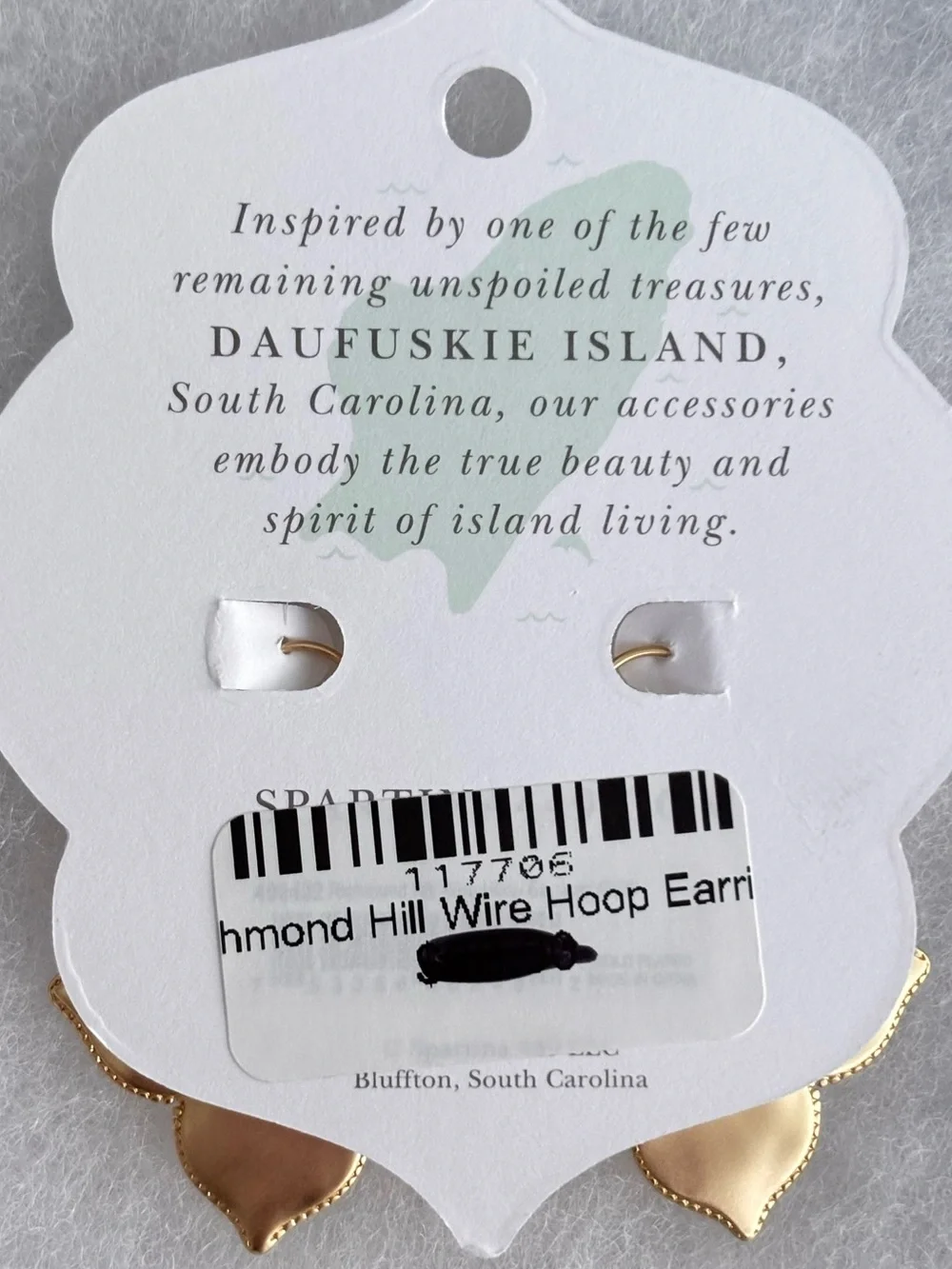 Spartina Richmond Hill Wire Hoop Gold Earrings NWT - Picture 5 of 5